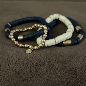 Elegant Gold and Navy Bracelet Set